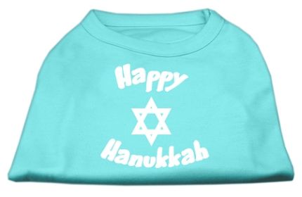 Happy Hanukkah Screen Print Shirt (Option: Aqua XS)
