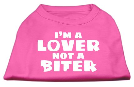 I'm a Lover not a Biter Screen Printed Dog Shirt (Option: Bright Pink XS)