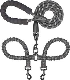 Dual Dog Leash; 360 Swivel No Tangle Shock-Absorbing Bungee Walking Leash (Color: Red, size: length)