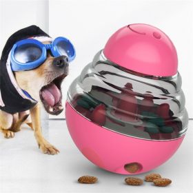Interactive Dog Puzzle Ball Slow-Feed Tumbler Dispenser (Color: Pink)