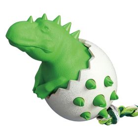 Rubber Kong Small Dog Toy Interactive Puppy Teeth Cleaning Brushing Toy (Color: Dinosaur Green)
