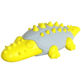 Rubber Kong Small Dog Toy Interactive Puppy Teeth Cleaning Brushing Toy (Color: Crocodile Yellow)