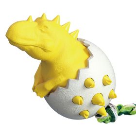 Rubber Kong Small Dog Toy Interactive Puppy Teeth Cleaning Brushing Toy (Color: Dinosaur Yellow)