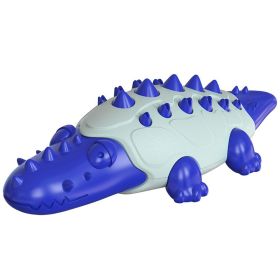 Rubber Kong Small Dog Toy Interactive Puppy Teeth Cleaning Brushing Toy (Color: Crocodile Dark Blue)