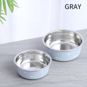 Dog Stainless Steel Nonskid bowl for Food or Water (Color: Gray, size: L)