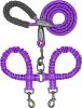 Dual Dog Leash; 360 Swivel No Tangle Shock-Absorbing Bungee Walking Leash
