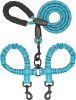Dual Dog Leash; 360 Swivel No Tangle Shock-Absorbing Bungee Walking Leash