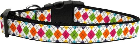 Colorful Argyle Nylon Dog Collar (Option: Medium Narrow)