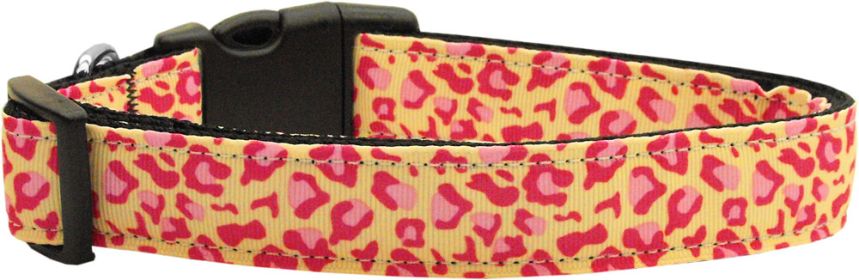 Tan and Pink Leopard Nylon Dog Collar (Option: Medium Narrow)