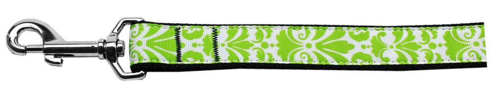 Damask Lime Green Nylon Dog Leash (Option: 3/8 inch wide 4ft Long)