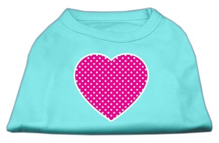Pink Swiss Dot Heart Screen Print Shirt (Option: Aqua Lg)